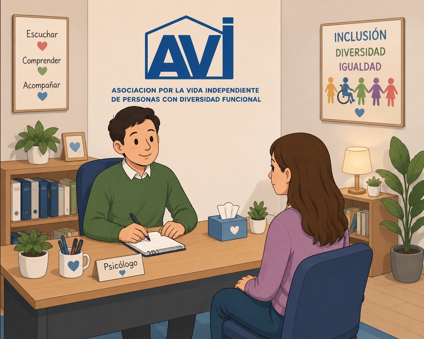 Sesión de atención psicológica a familias en AVI Málaga